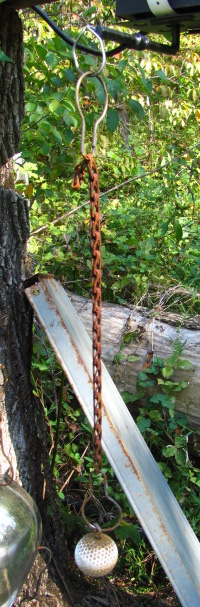 diy deer deterrent chain mechanism close up